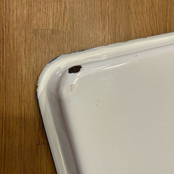 Vintage Large Blue White Enamelware Tray - Picture 5 of 8